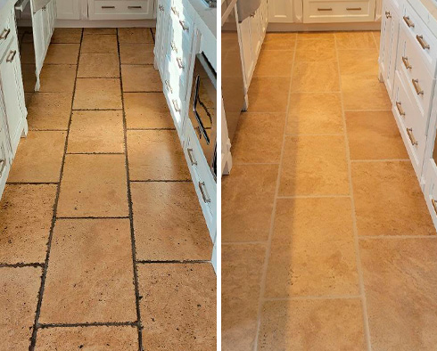 Floor Before and After a Grout Cleaning in Bridgewater, NJ
