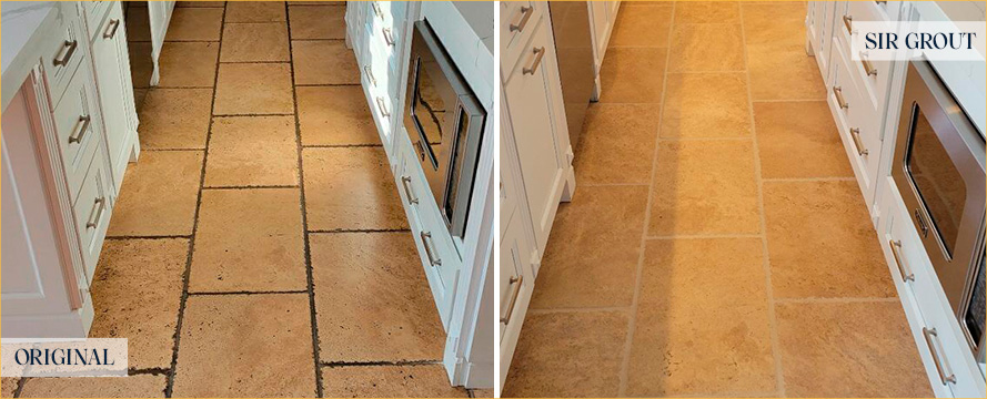 Floor Before and After a Superb Grout Cleaning in Bridgewater, NJ