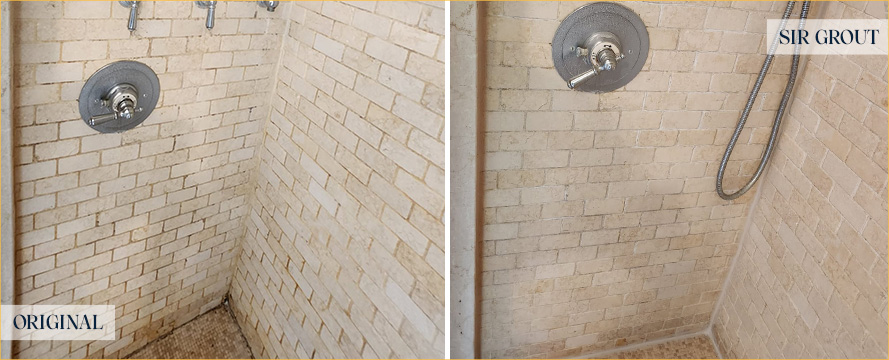 Shower Walls Before and After our Caulking Services in Basking Ridge