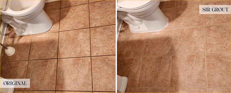 Bathroom Floor Before and After a Flawless Grout Cleaning in Warren, NJ