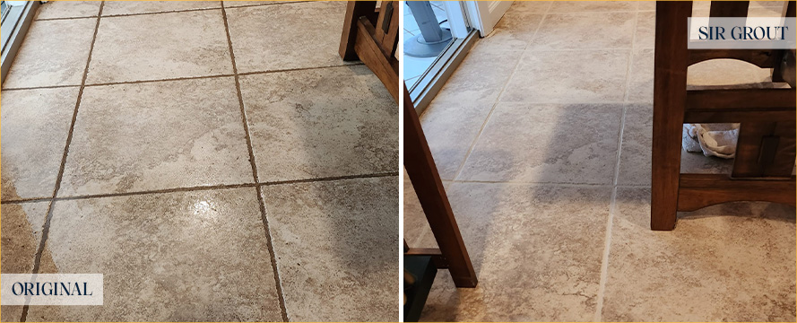 Floor Before and After a Flawless Grout Cleaning in Lebanon, NJ