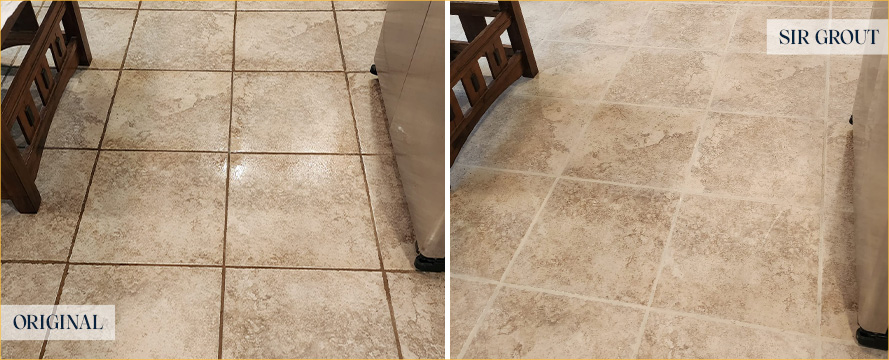 Floor Before and After a Superb Grout Cleaning in Lebanon, NJ