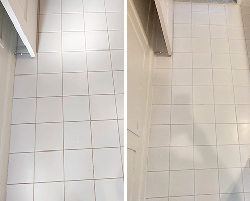 Tile Floor Before and After a Grout Cleaning in Bedminster